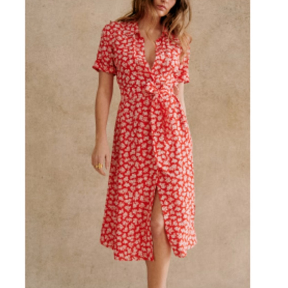 Sezane Adèle Dress Cara Rouge - Size 36 - Picture 3 of 11